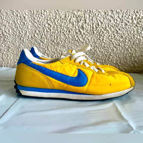 Vintage 2003 Nike Waffle Trainer Yellow BLue 302473-741 without box Men Us 10 - Picture 1 of 11